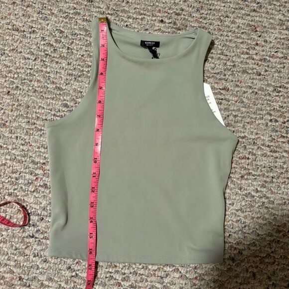 NWT Express Body Contour High Compression High Neck Cropped Tank Sage- Size XS - Picture 4 of 8